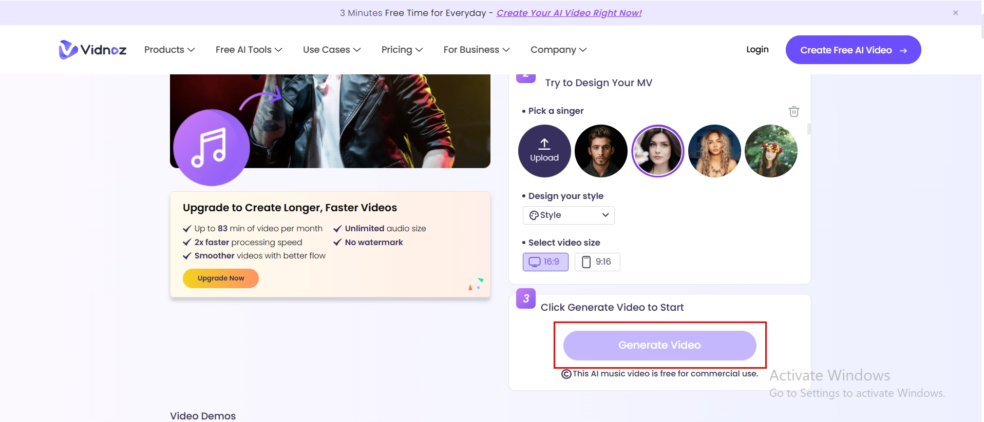 Click the Generate Video Button