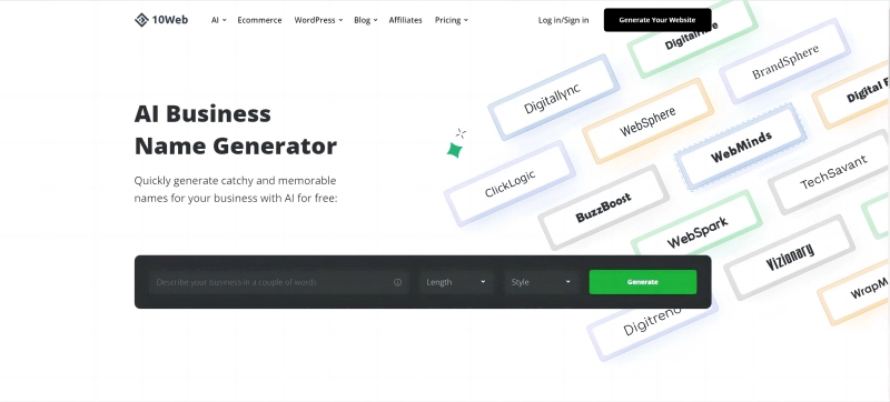 10 Web AI Business Name Generator