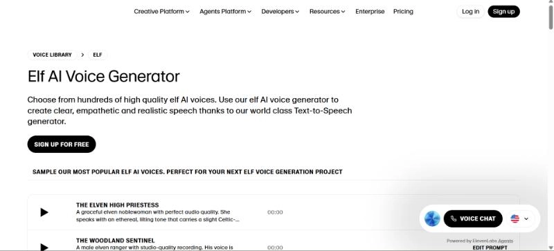 11ElevenLabs Elf Voice Generator Tool