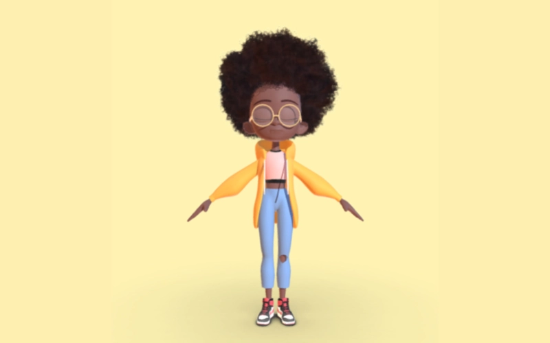 3D Avatar Curly Hair Guy