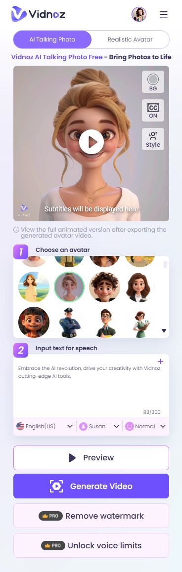 Vidnoz AI Talking Avatar - Best Platform to Make Photos Alive