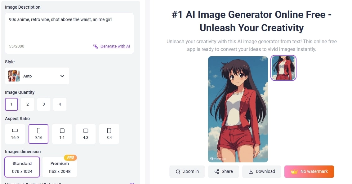 90s Anime AI by Vidnoz AI Image Generator