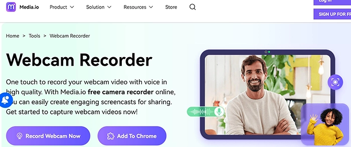 Media.io: Online-Webcam-Recorder mit hoher Qualität