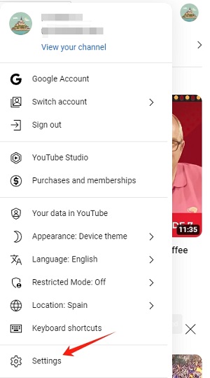 Youtube Account Settings