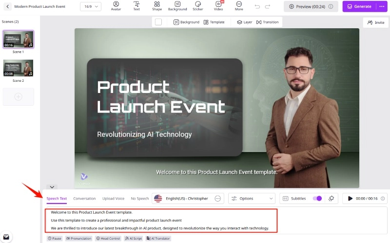 Add Filipino AI Voice in Vidnoz AI Editor