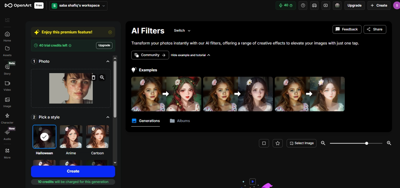 Add Halloween Filter to Photo on Openart