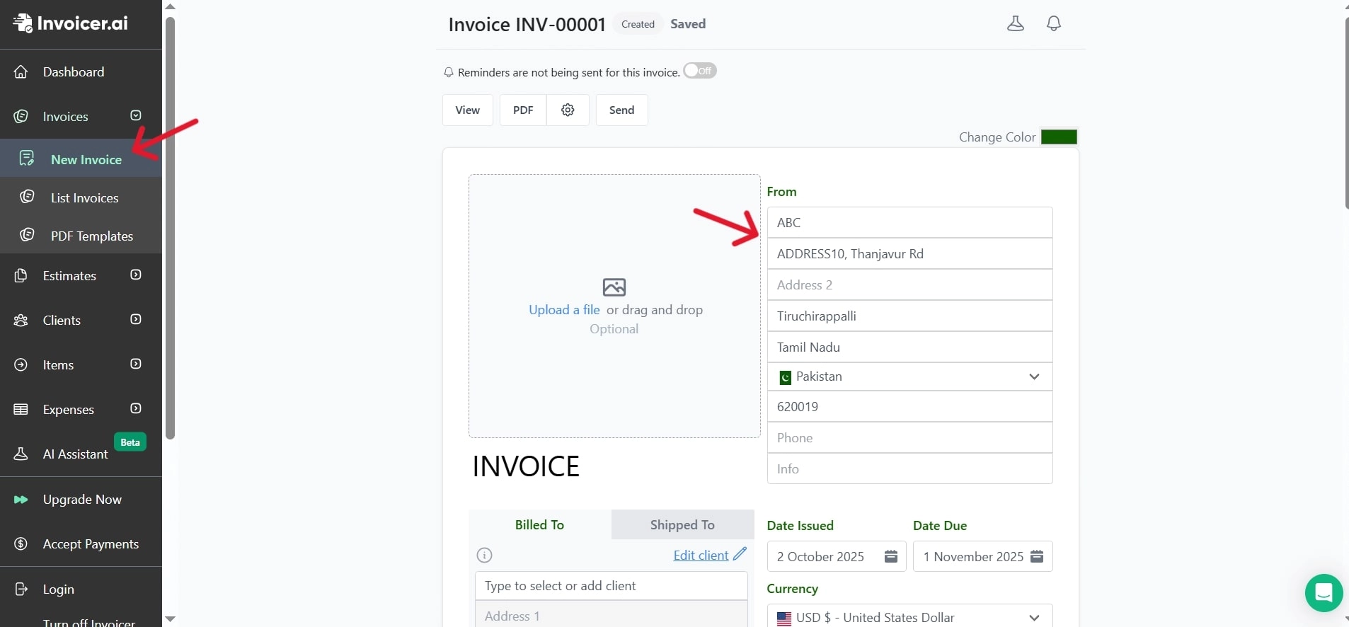 Add the Details Using The Online Invoice Generator