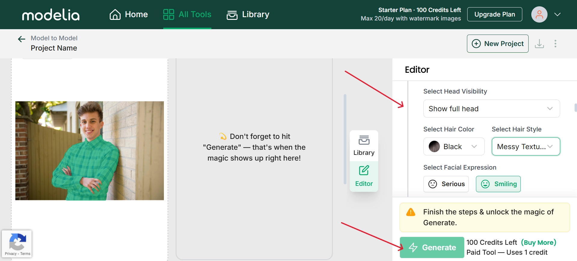 Adjust the Necessary Setting and Tap on Generate