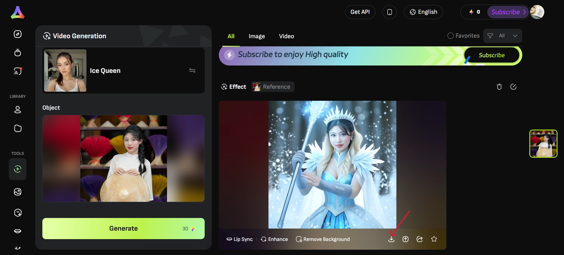 After Generation Download the Image to Save it