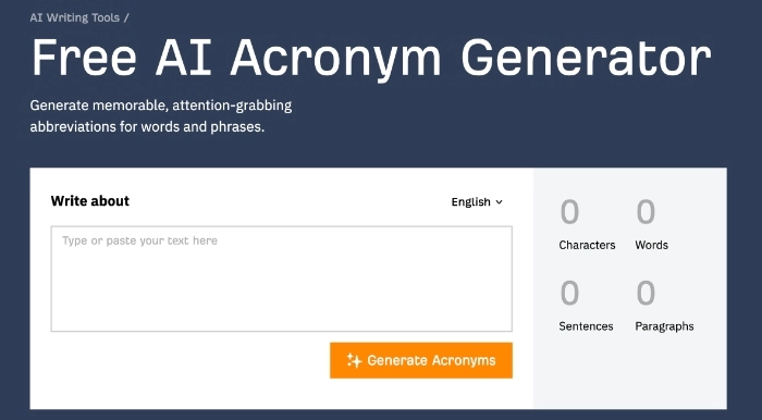 Ahrefs Free AI Acronym Generator Screenshot