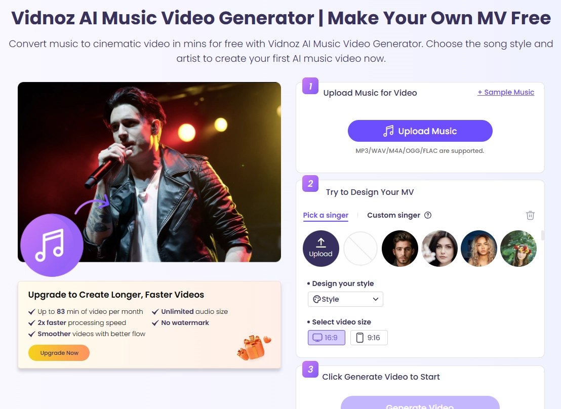 AI Add Music to Video by Vidnoz AI