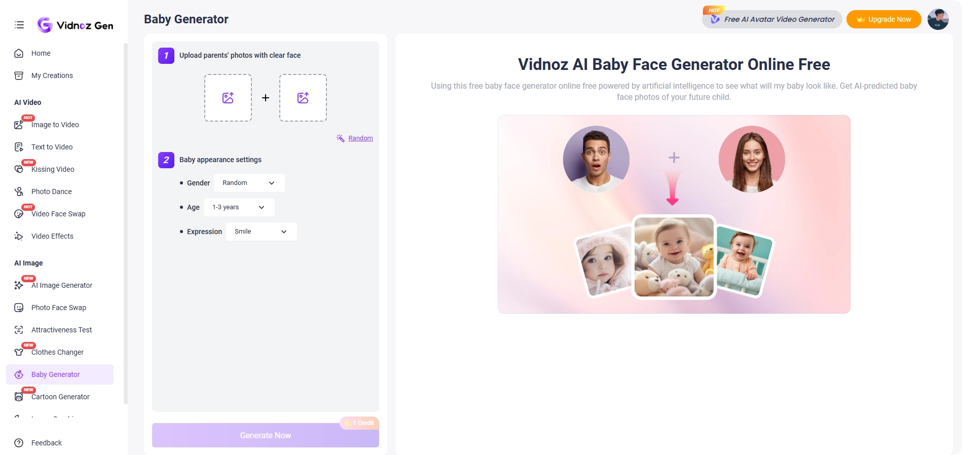 AI Baby Generator by Vidnoz Online