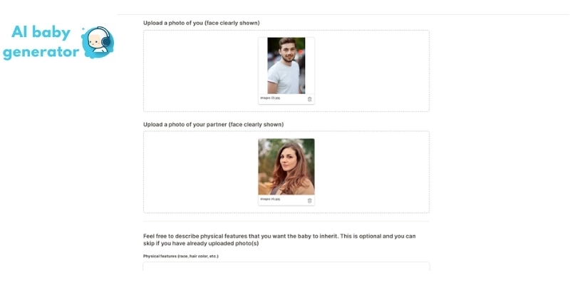 AI Baby Generator Main Interface