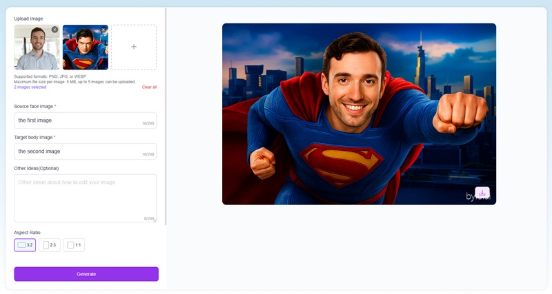 AI Body Swap to Create Superhero Suit Image