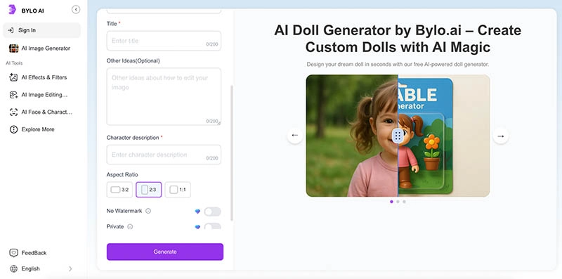 AI Doll Generator BYLO AI