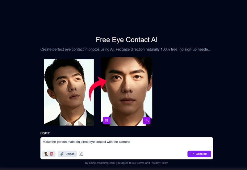AI Eye Contact Correction Online Free