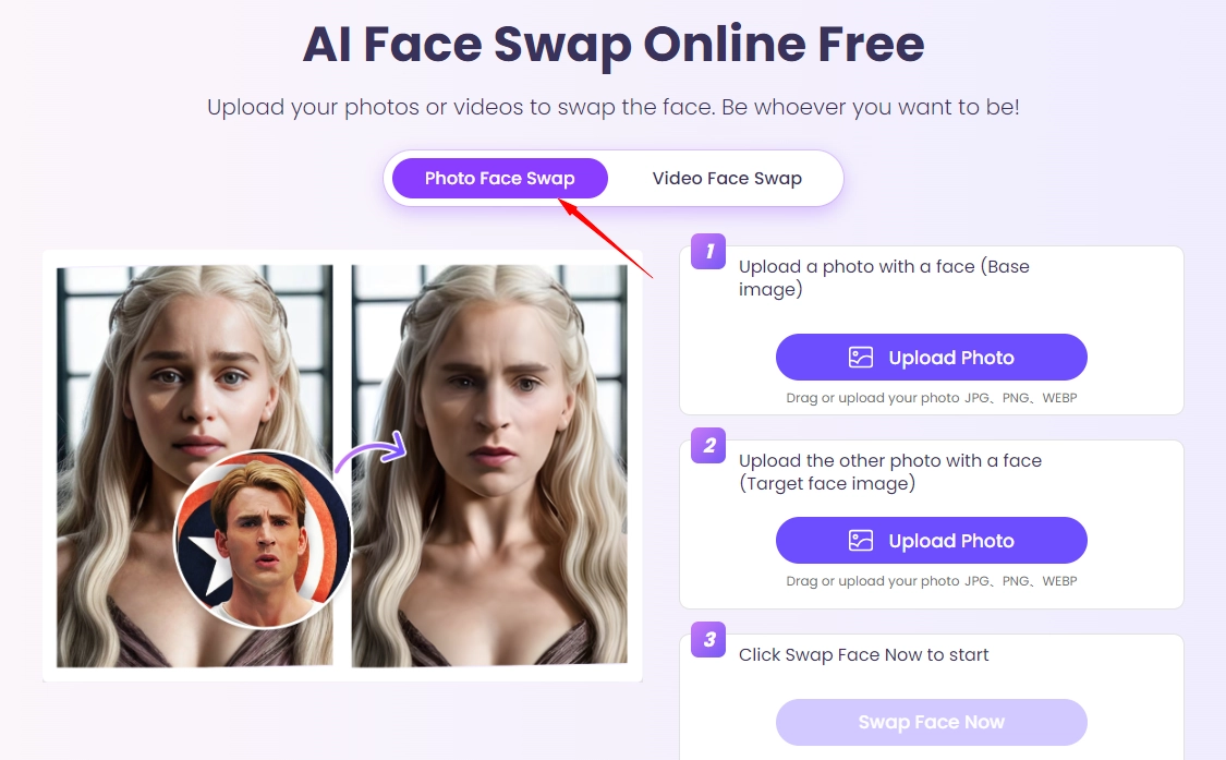 AI Face Replacement Site - Vidnoz Face Swapper