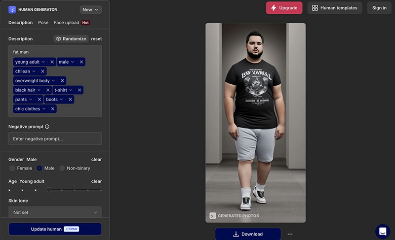 AI Fat Man Tool Generated Photos