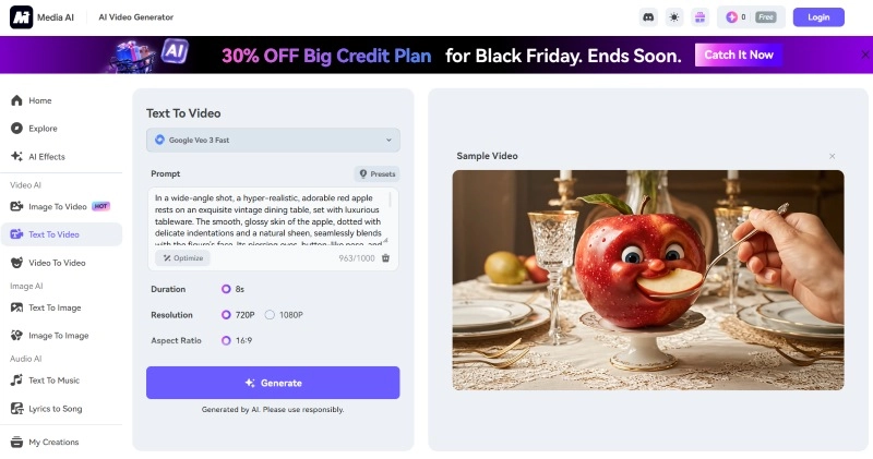 AI Generator for AI Feeding Fruit Video