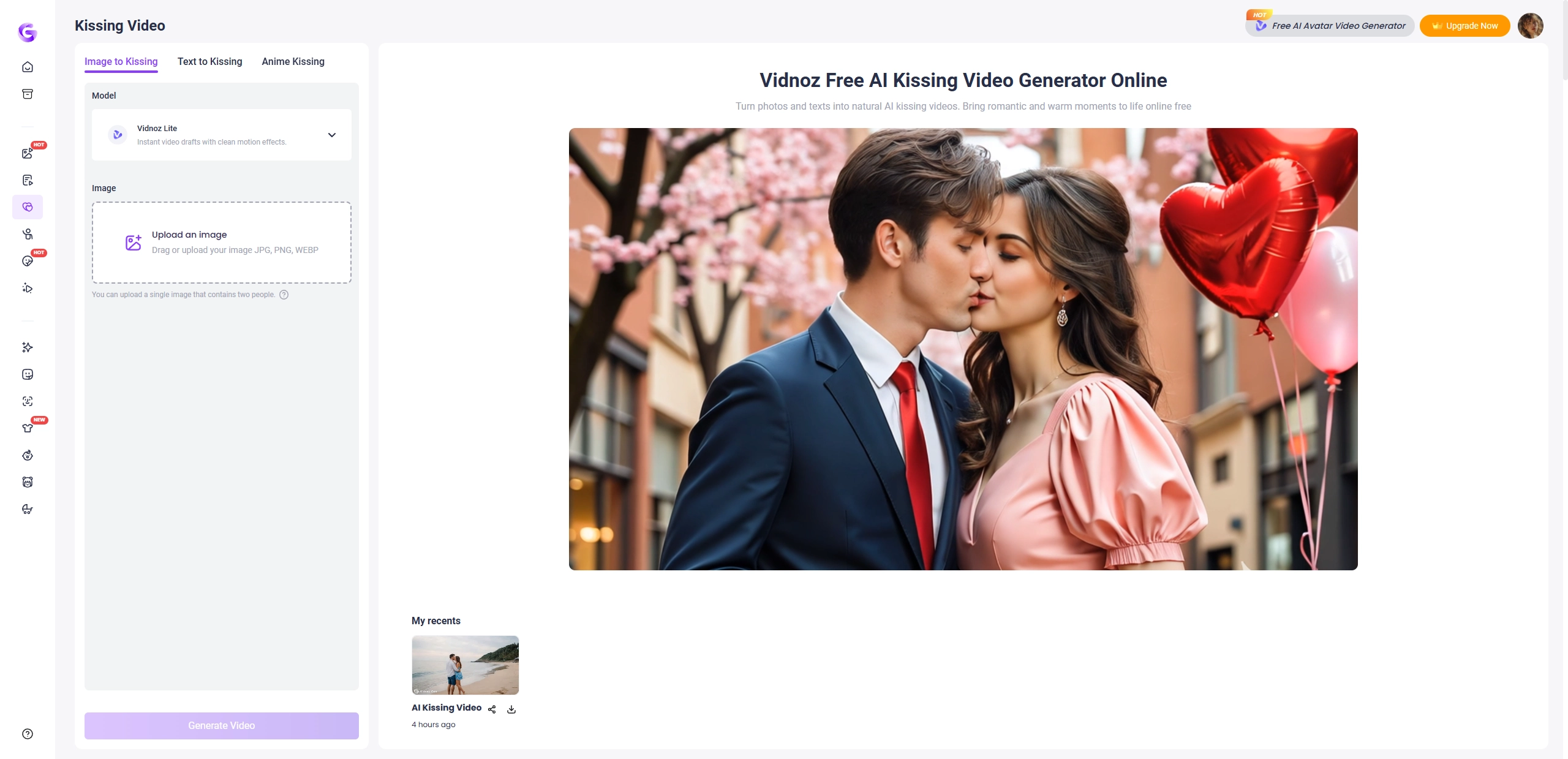 AI Hug Trend Vidnoz AI Kiss