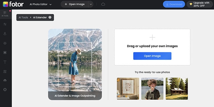 AI Image Extender Fotor Upload Image