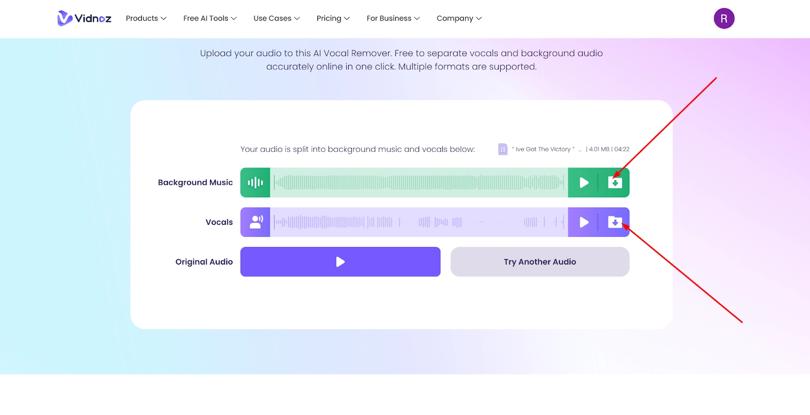 How to Remove Instrumental from Song with AI Step 4