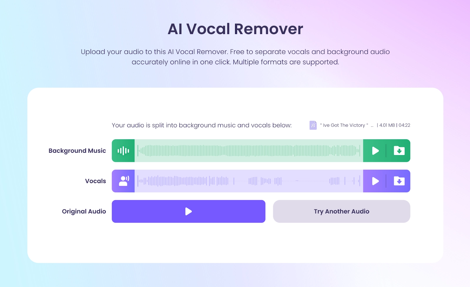 How to Remove Instrumental from Song with AI Step 3