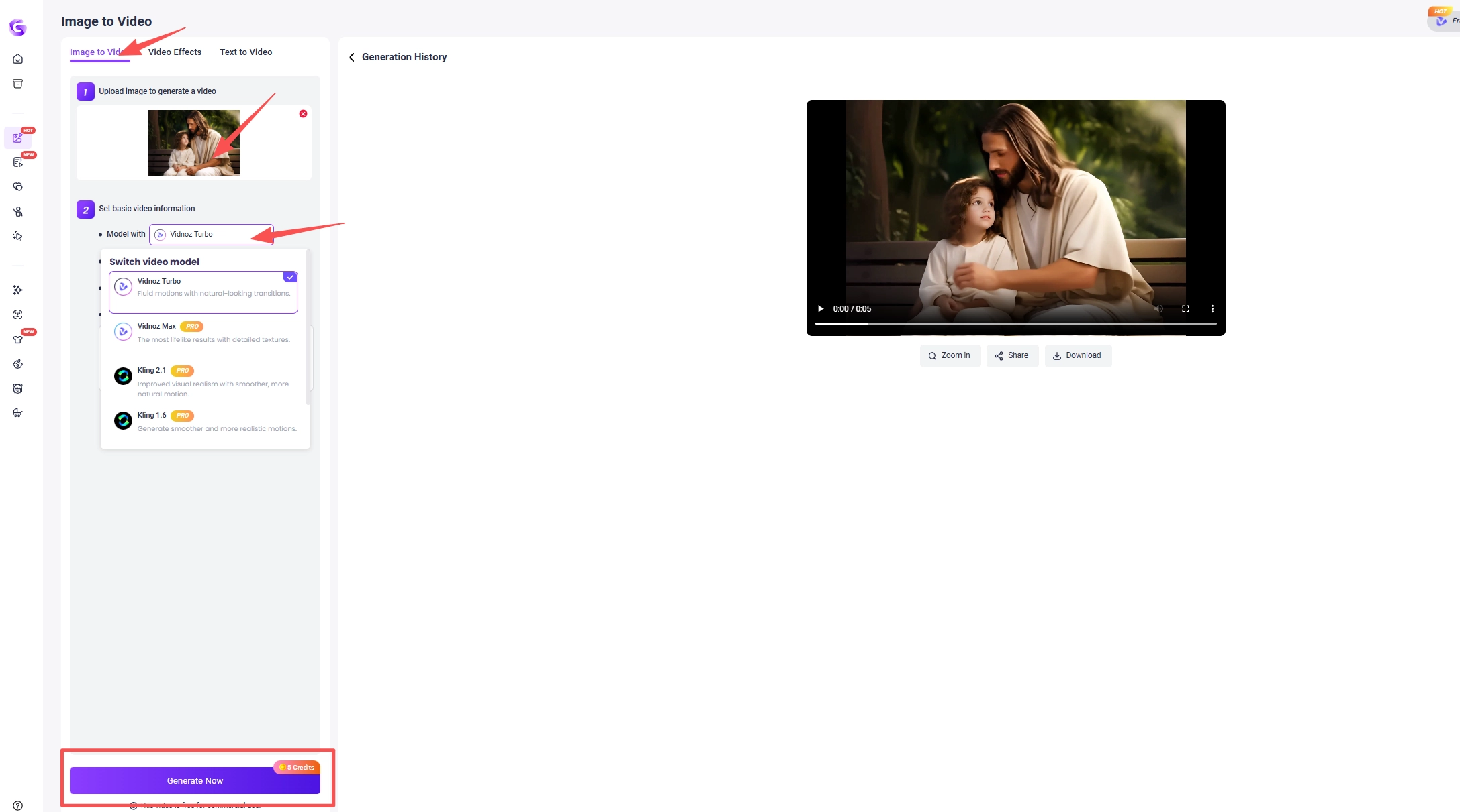 AI Jesus Hug Video Vidnoz Image to Video