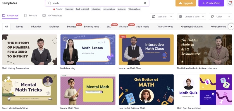 AI Math Video Templates
