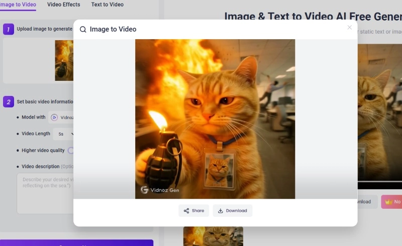 AI Motion Brush Alternative - Result from Vidnoz