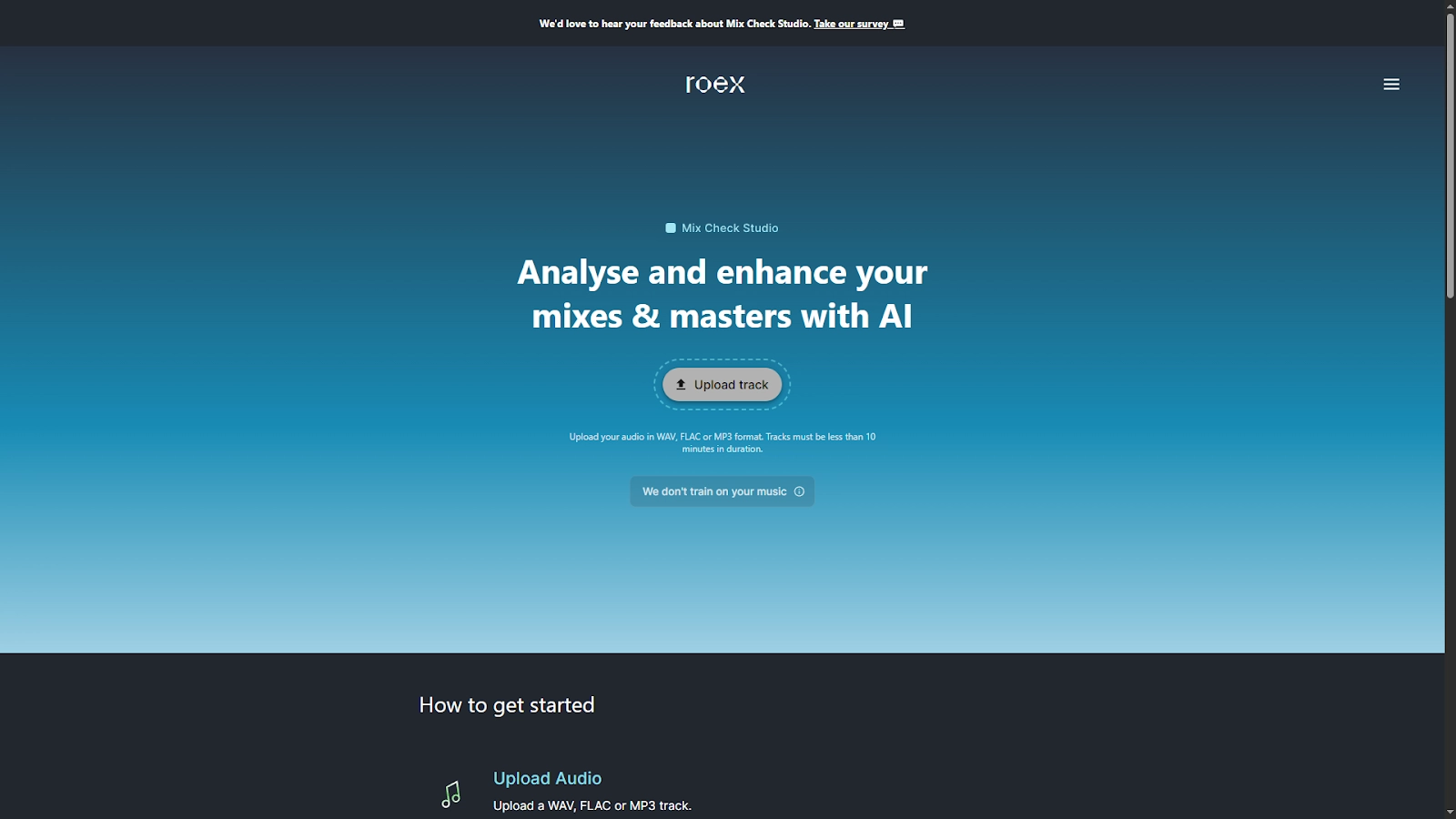 AI Music Mixer Roexaudio Upload