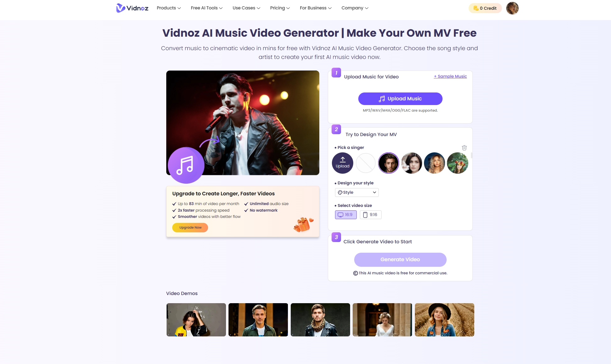 AI Music Mixer Vidnoz Music Video Generation