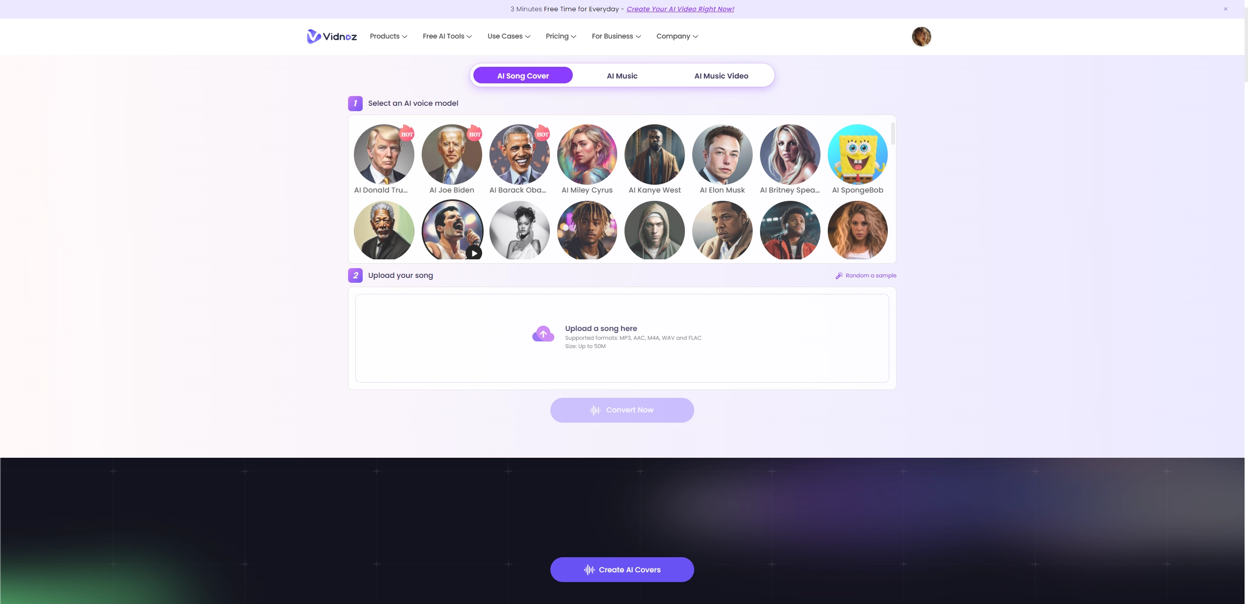 AI Music Mixer Vidnoz Song Cover