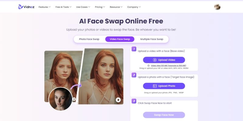 AI Nudifier Vidnoz Face Swap