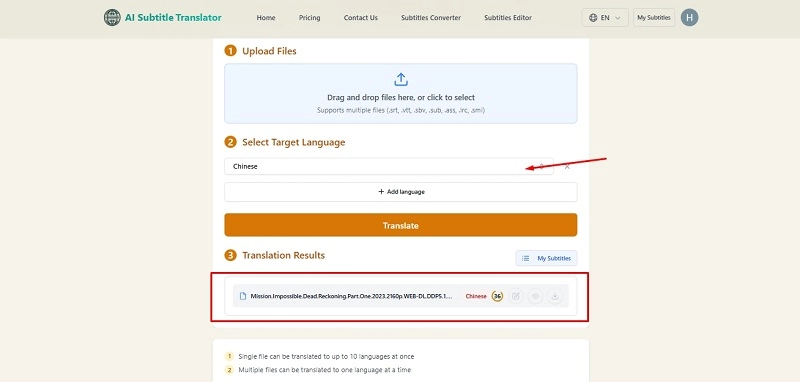 AI Online Subtitle Translator