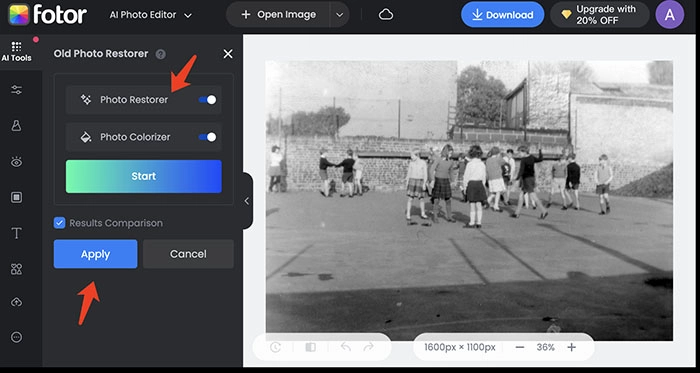 AI Photo Restorer Fotor Online Editor