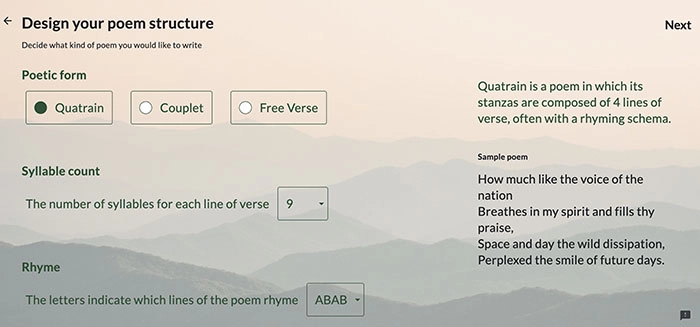 AI Poetry Generator - Choose Structure