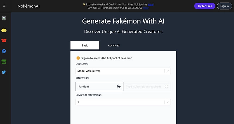 AI Pokemon Generator NokemonAI