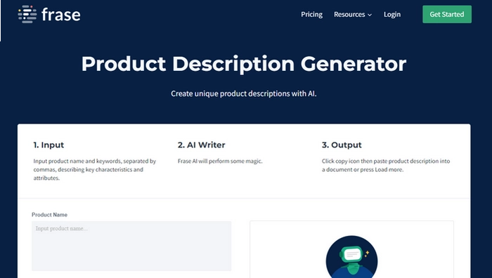 Frase AI Product Description Generator for SEO