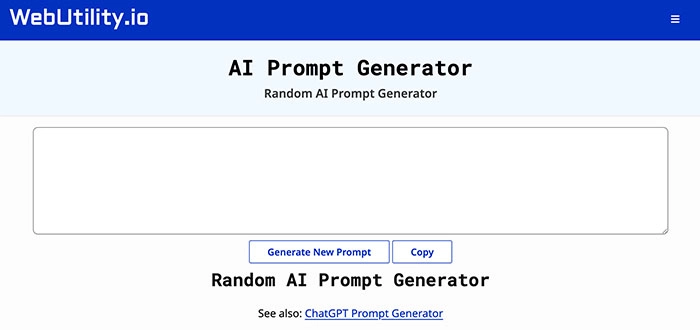 AI Prompt Generator - WebUtility 