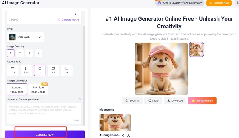 AI Puppy Vidnoz Result
