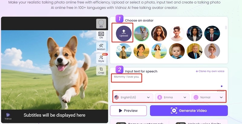 AI Puppy Vidnoz Talking Setting