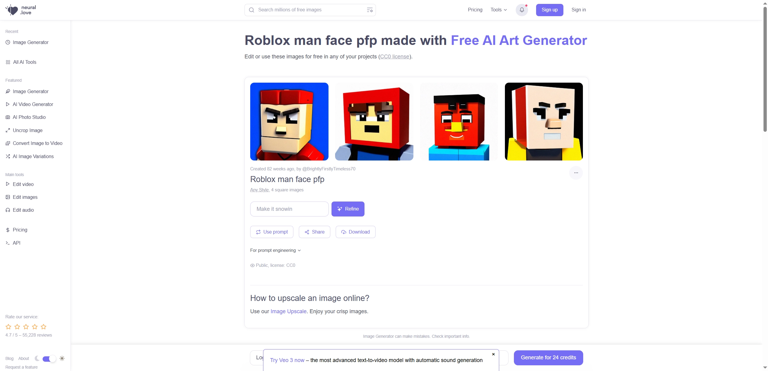 AI Roblox Man Face Neural Love