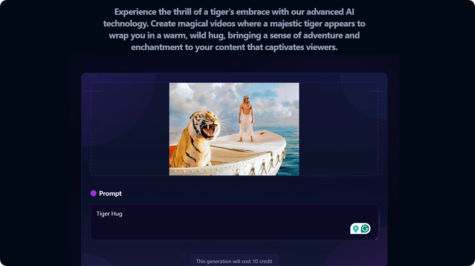 AI Tiger Hug Video from Photo
