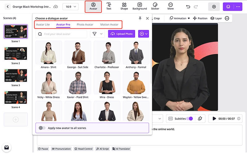 AI UGC Vidnoz Change Avatar