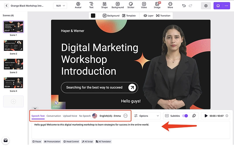 AI UGC Vidnoz Input Script