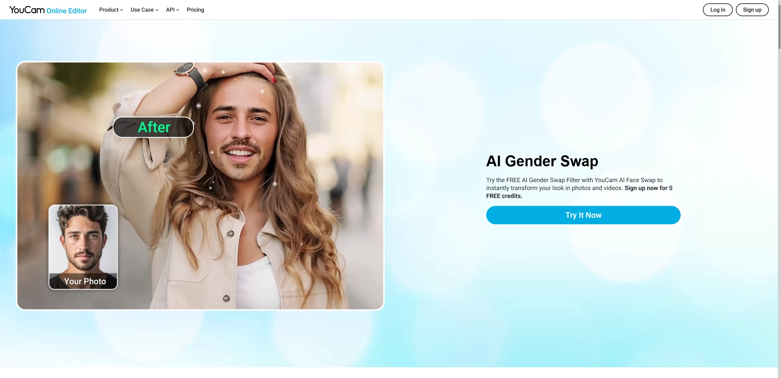 AI Video Editor Change Man to Woman Youcam Online Editor