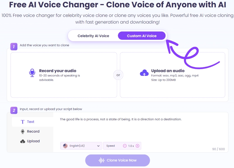 AI Voice Cloning by Vidnoz