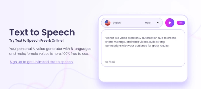 Vidnoz Text to Speech - AI Voice Generator