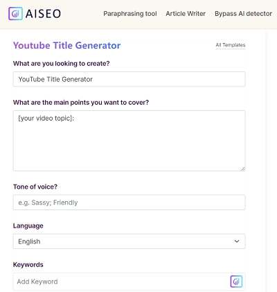 AISEO AI Youtube Title Generator